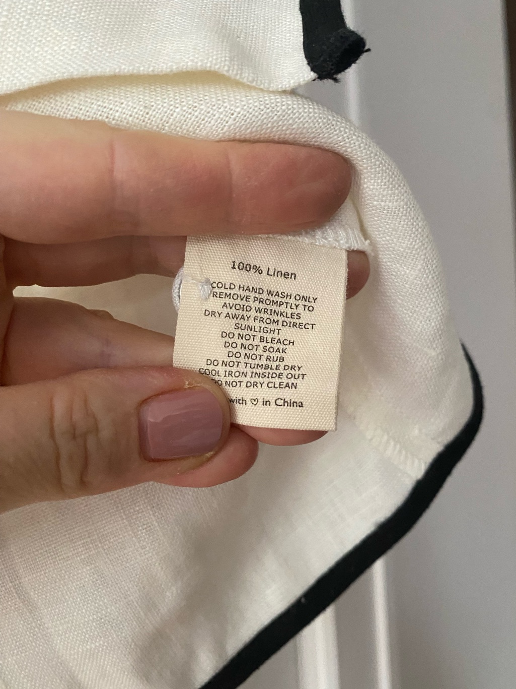 Vrg Grl 100% Linen Ivory Button Down Top Vest With Black Trim — image 4 of 4